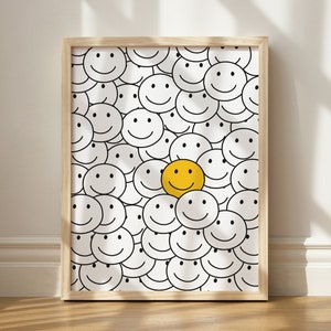 Smiley Face Printable, Trendy Prints, Printable Wall Art, Retro Prints, Gift ideas, Wall Decor, Happy Face, Trendy Wall Art, Digital Prints