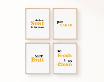 Funny Bathroom Print Set: Modern Quote Posters (Digital Download)