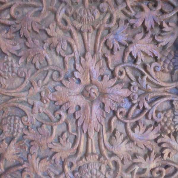 Vintage or Antique Hand Carved Hardwood panel