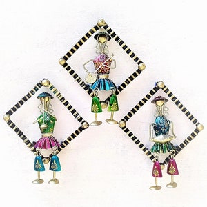 Handmade Metal Musicians Wall Art, Indian Handicraft Luxury Décor, Set of 3 Pieces