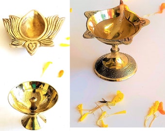 Mässing Deepak för Pooja, oljelampa, mandirtempeldekor, 10-pack