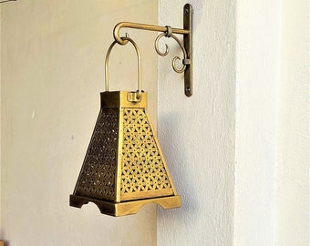 Antique Candle Holder Lantern, Hanging Outdoor Lamp, Indian Décor