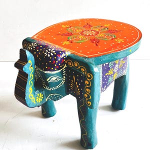 Indian Handicraft Wooden Step Stool, Elephant Stool for Coffee, Tea Table