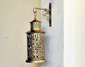 Handmade Metal Hurricane Lamp Hanging with Hook, Outdoor Lamp, Café Décor, Restaurant Décor