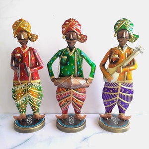 Musicians Indian Metal Art, Housewarming Gift, Home Décor Showpiece ( Set of 3 Pcs )-13 Inches