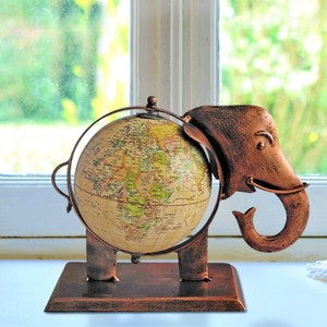 Globe indien en métal vintage fait main, décoration de table de bureau antique, artisanat en fer forgé
