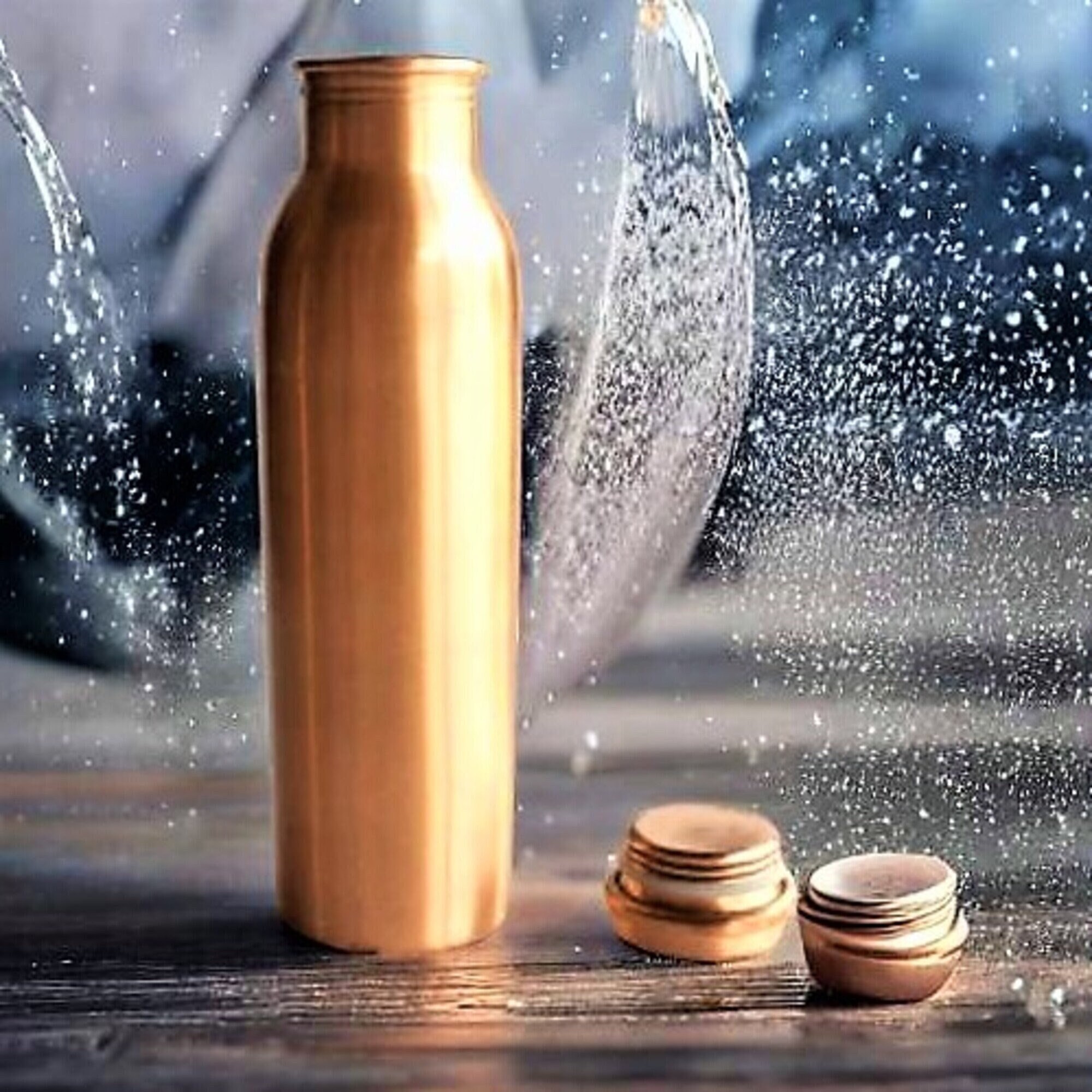訳あり/ 純銅 ウォーターボトル 大きめ 2トーン 銅製ボトル 900ml 銅製ウォーターボトル - 900ml、手作りウォーターボトル、アーユル