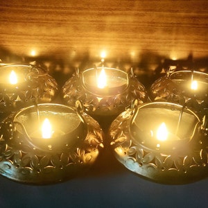 Handmade Metal Hanging Lamp For Candles - Set of 5 Pcs, Housewarming Gift, Antique Hurricane Lamp/ Tea Light Holder
