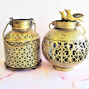 Antique Vintage Lantern, Medieval Candle Holder, Set of 2 Pcs