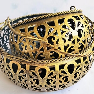 Indian Handmade Antique Metal Basket, Multipurpose Designer Basket for Kitchen