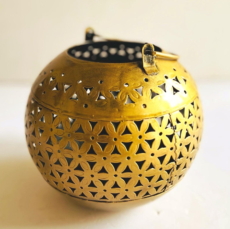 Antique Indian Lantern, Hurricane Lamp, Vintage Candle Holder Tea Light image 10
