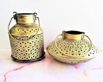 Indian Vintage Tea Light Holder, Antique Lantern, Metal Candle Holder