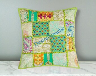 Cuscino Decorativo Fatto A Mano In Patchwork Indiano Per Meditazione - Foto 7
