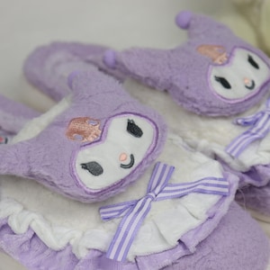 Sanrio Kuromi Plush Slippers Cartoon Doll Stuffed Animal Plushie Gift Home Decoration