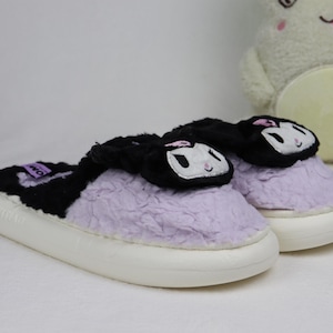 Sanrio Kuromi Plush Slippers Cartoon Doll Stuffed Animal Plushie Gift Home Decoration