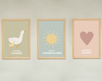 Poster genderneutral, Illustration, Kinderzimmer, Baby, A4, Illustration