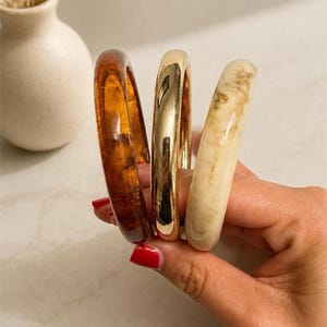 Set of 3 Retro Acrylic Bangles, Minimalist Vintage Style Stackable Bracelets