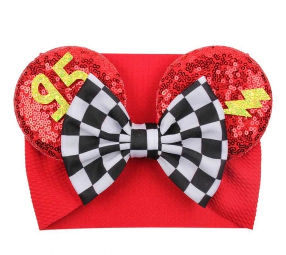 Disney Cars Black and Red Checkered Bow Headband il_fullxfull.5817116771_qi6t.jpg main image 4