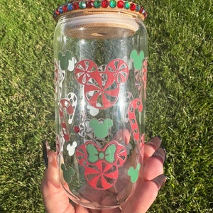 Christmas peppermint Mickey drinking glass