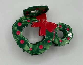 Christmas wreath hair clip