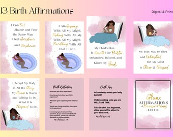 Birth  affirmations , Best Mother's Day Gift, Motherhood Affirmation Cards, Postpartum mental health, Home birth, Hospital birth,  Glow