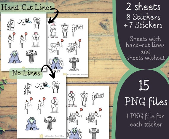 Paper, Party & Kids Funky stick figure 7 Stickers Papercraft etna.com.pe