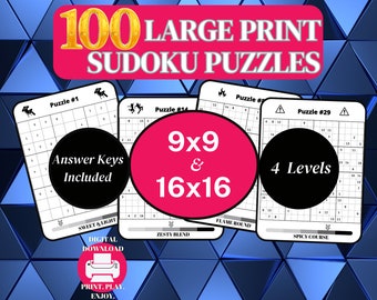 Sudokus de letra grande / 100 juegos para adultos y adolescentes (imprimibles)