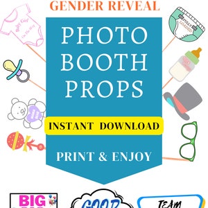 PRINTABLE| Baby Shower/ Gender Reveal Photo Booth Selfie Station PROPS (36 Count)