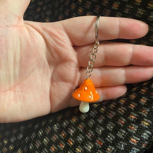 Orange Mushroom Keychain/Cottagecore Keychain/Mushroom Keychain