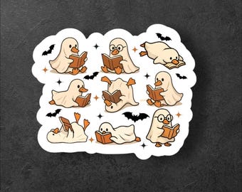 Reading Goose Ghost Sticker/Goose Sticker/Funny Goose Sticker
