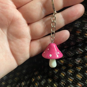 Pink Mushroom Keychain/Cottagecore Keychain/Mushroom Keychain
