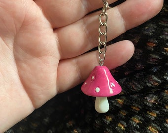 Pink Mushroom Keychain/Cottagecore Keychain/Mushroom Keychain