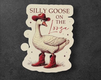 Sticker Cowboy Silly Goose op de losse/sticker gans/sticker grappige gans