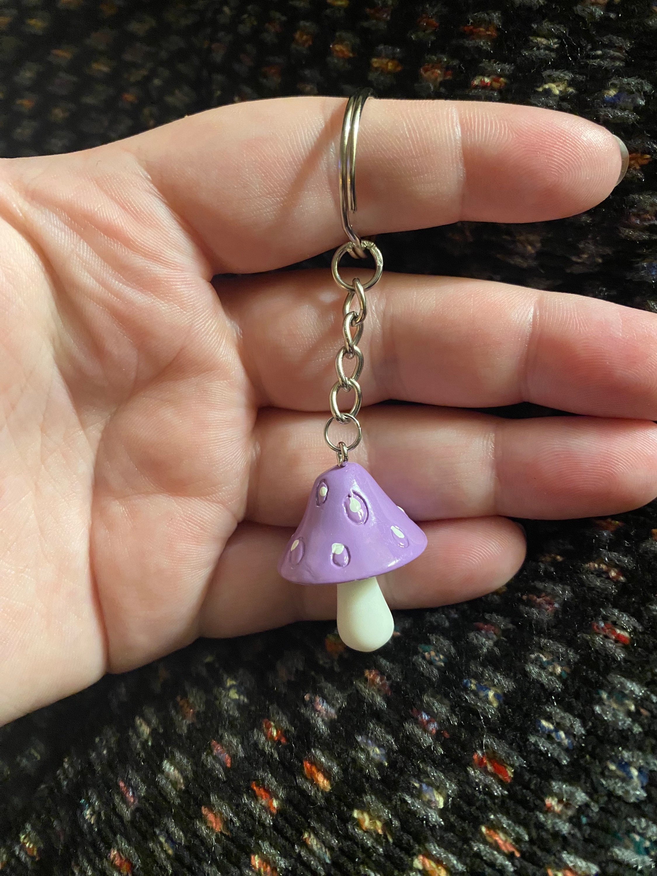 Purple Mushroom Keychain/Cottagecore Mushroom Keychain