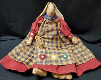 Vintage Rabbit Doll with Ruler, handmade in the USA