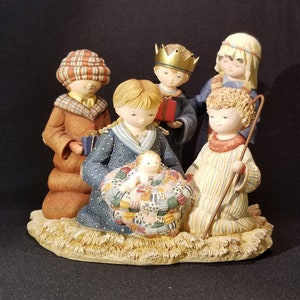 Vintage &quot;Special Friends&quot; Nativity: &quot;Emmanuel&#39;s Gift&quot;, by Lang & Wise, Ltd., featuring the artwork of Sherri Buck Baldwin