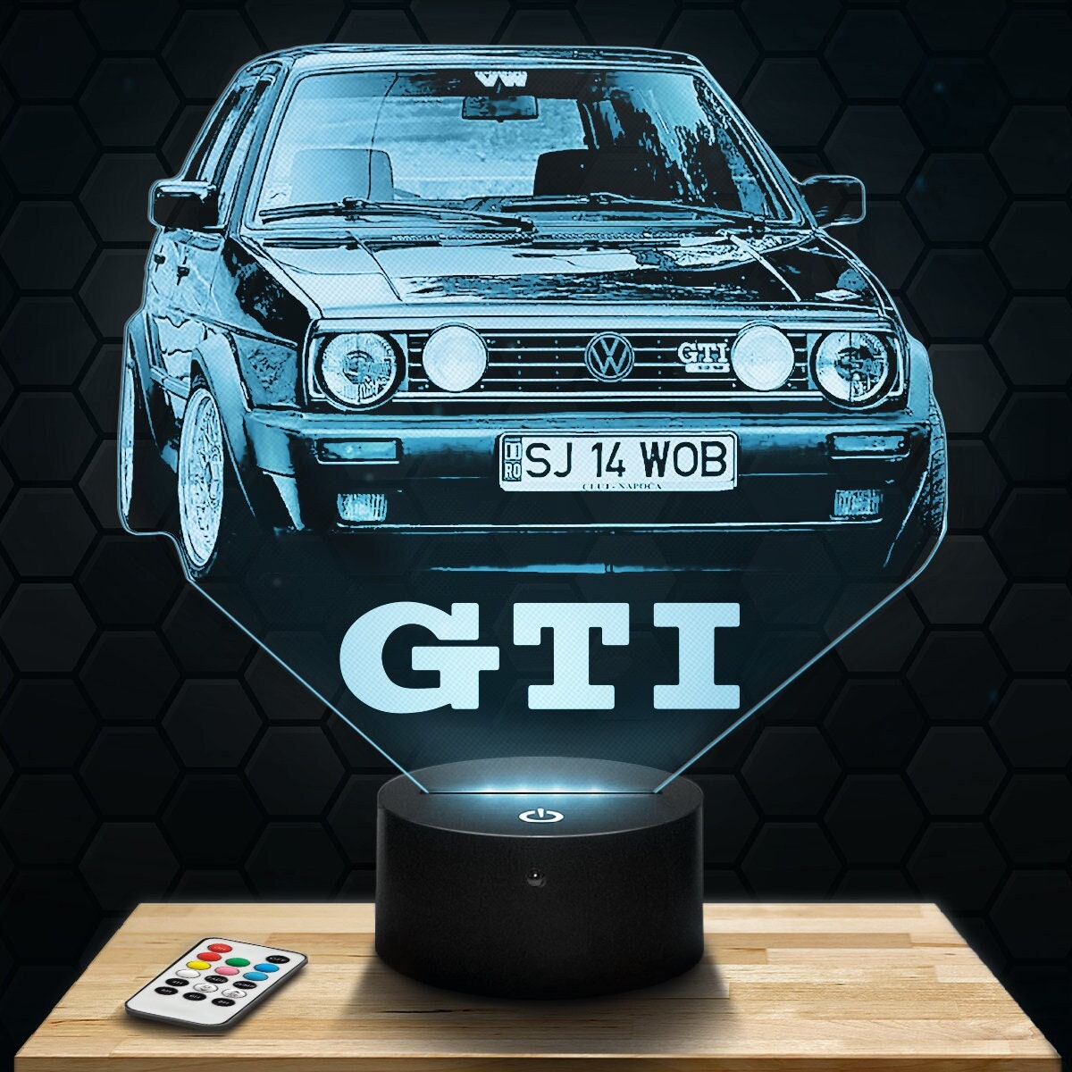 Lampe Led 3D - Volkswagen Golf Gti Express 24H Par Gravure Laser, Cadeau Fête Des Mères, Pères, Anni