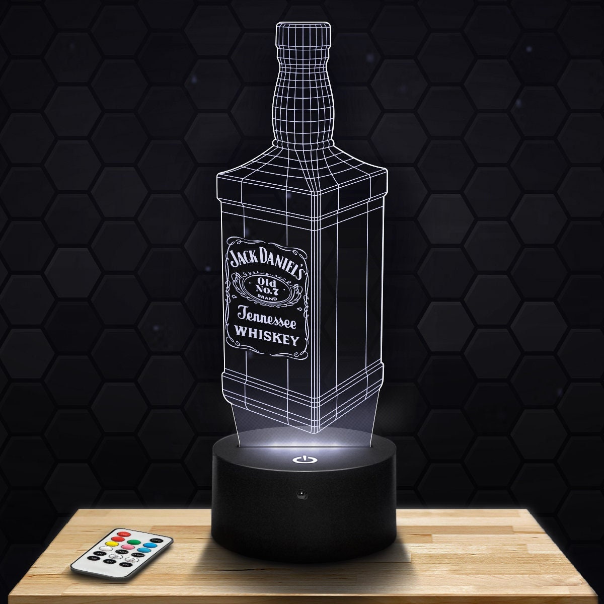 Lampe Led 3D - Jack Daniels Express 24H Par Gravure Laser, Cadeau Fête Des Mères, Pères, Anniversair