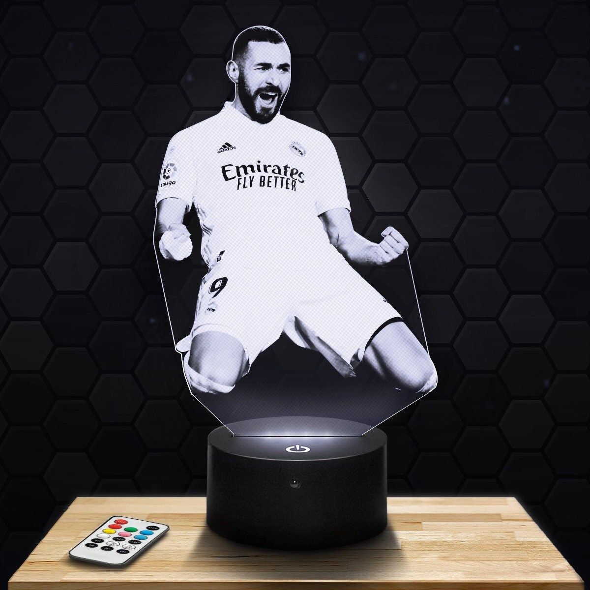 Lampe Led 3D - Karim Benzema, Footballeur- Express 24H, Par Gravure Laser, Cadeau Fête Des Mères, Fê
