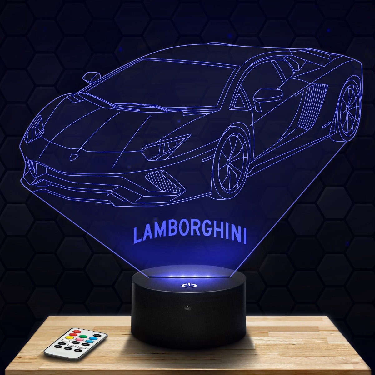 Lampe Led 3D - Lamborghini, Voiture Sportive -Express 24H Par Gravure Laser, Cadeau Fête Des Mères, 