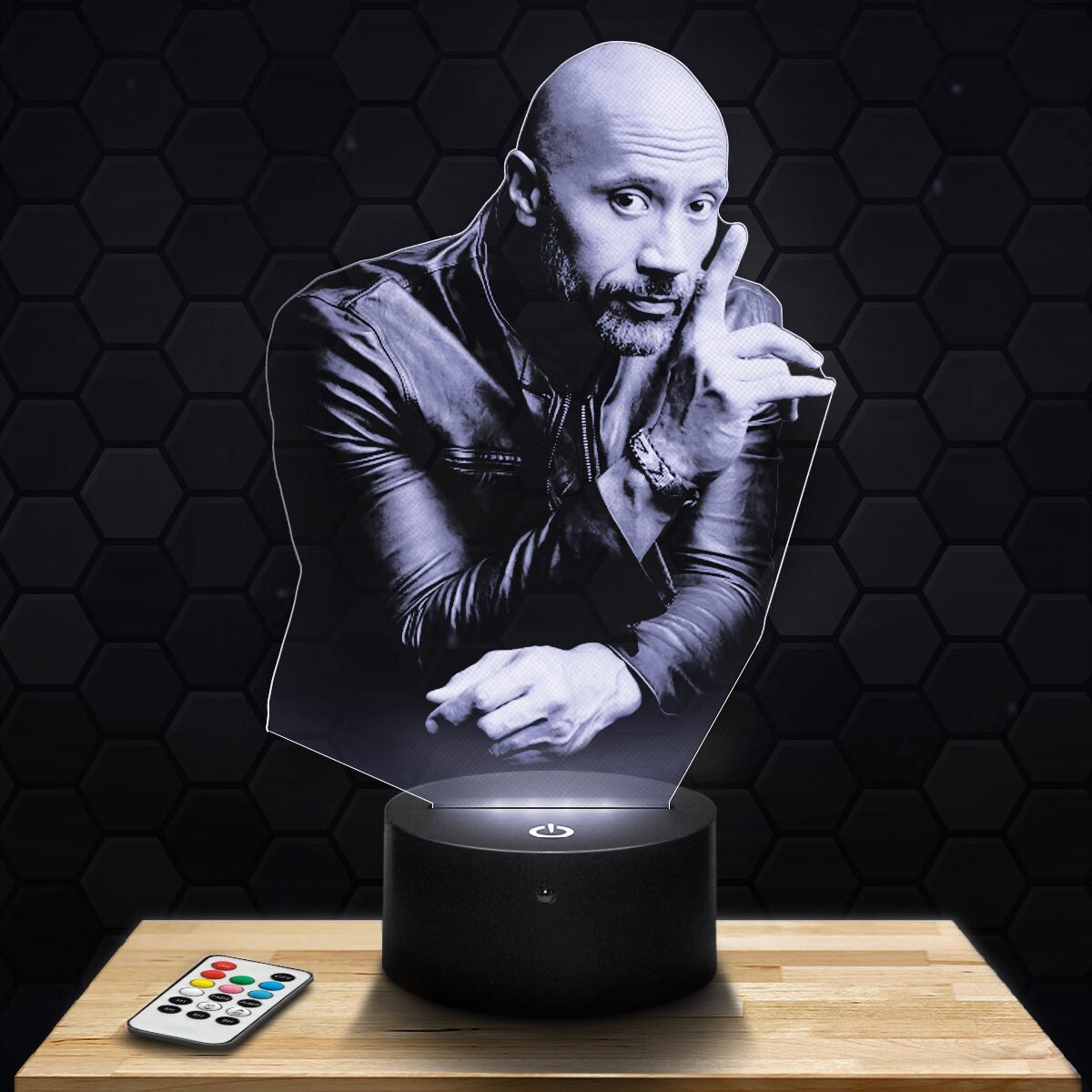 Lampe Led 3D- Dwayne Johnson - Express 24H Par Gravure Laser, Cadeau Fête Des Mères, Pères, Annivers