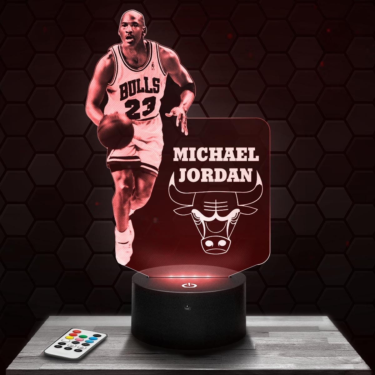 Lampe Led 3D - Chicago Bulls Michael Jordan Express 24H, Gravure Laser, Cadeau Fête Des Mères, Fête 
