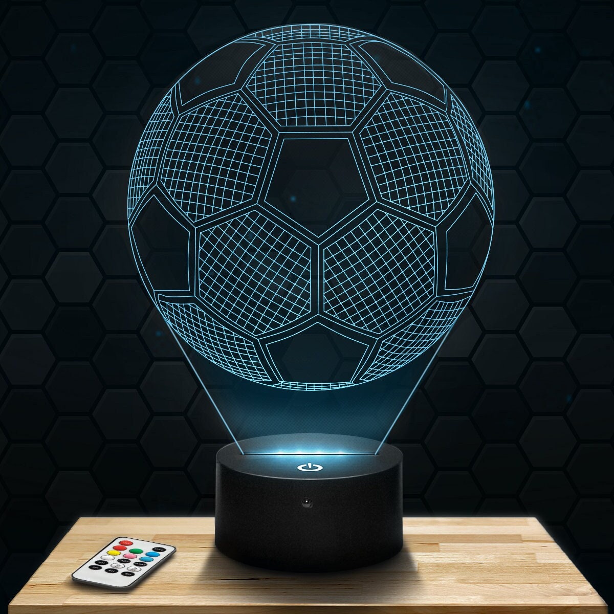 Lampe Led 3D -Ballon de Foot, Illusion - Express 24H Par Gravure Laser, Cadeau Fête Des Mères, Fête 