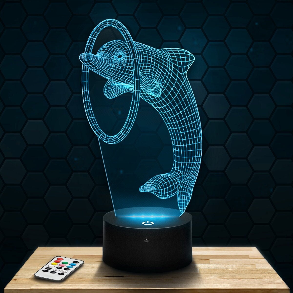 Lampe Led 3D - Dauphin, Dolphin, Animal Express 24H Par Gravure Laser, Cadeau Fête Des Mères, Pères,