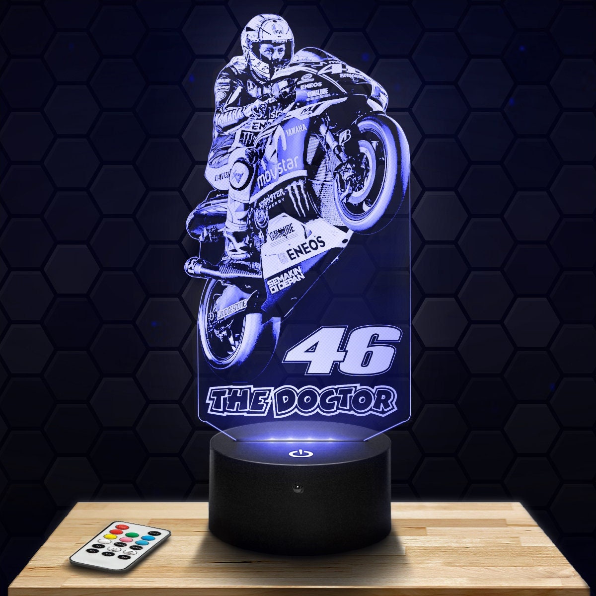 Lampe Led 3D - Valentino Rossi 46 Express 24H Par Gravure Laser, Cadeau Fête Des Mères, Pères, Anniv