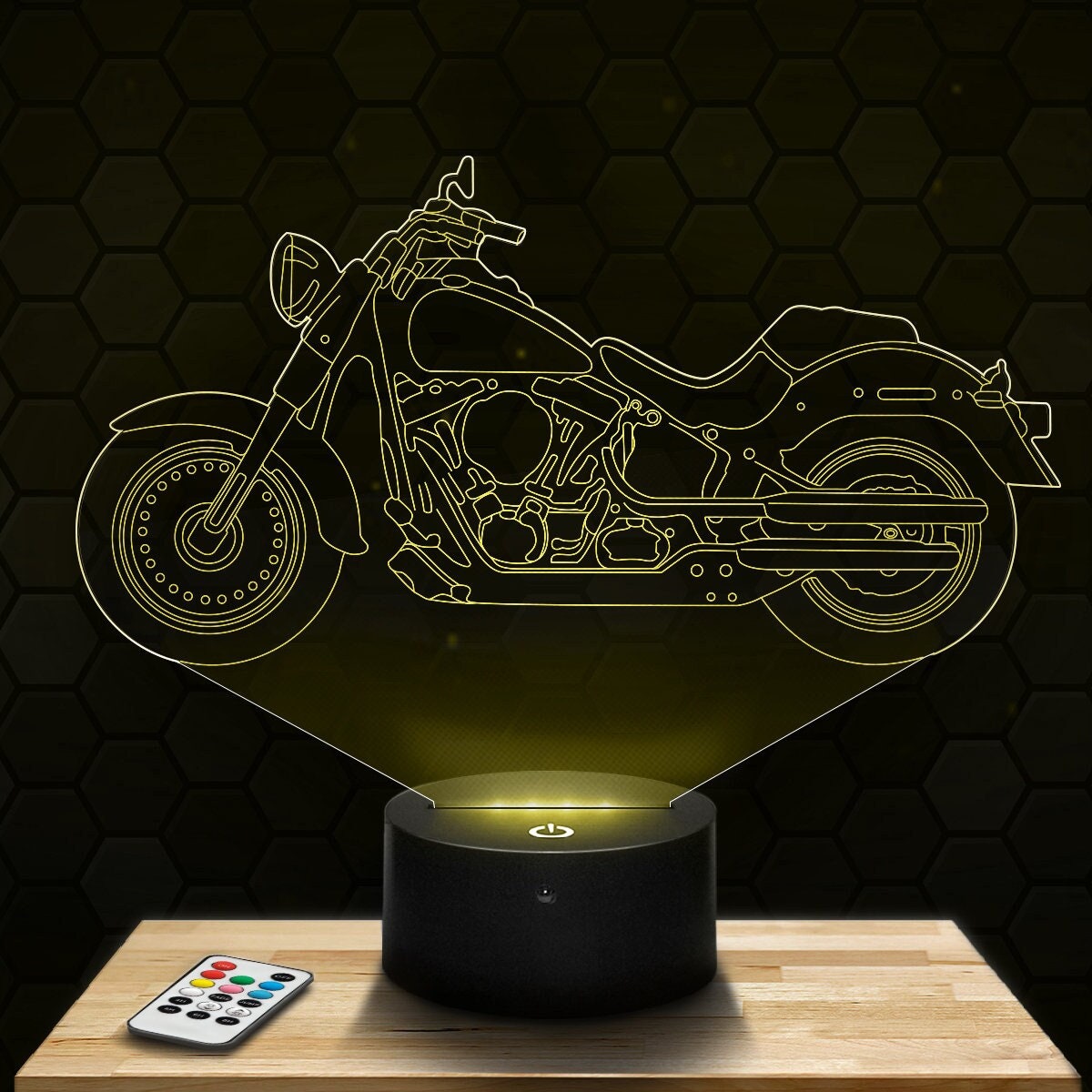 Lampe Led 3D - Harley Davidson, Moto Express 24H Par Gravure Laser, Cadeau Fête Des Mères, Pères, An