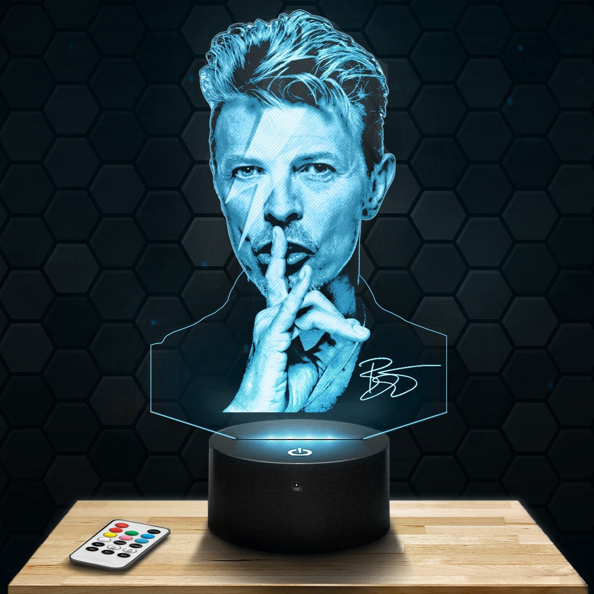 Lampe Led 3D - David Bowie, Chanteur Express 24H Par Gravure Laser, Cadeau Fête Des Mères, Fête Père