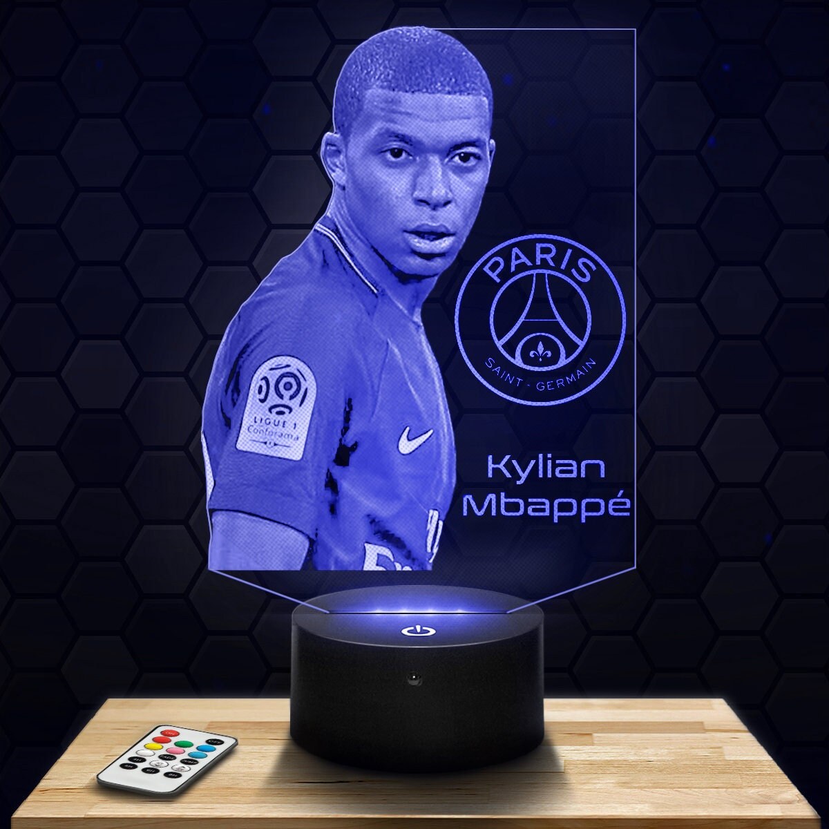 Lampe Led 3D - Kylian Mbappé Psg Express 24H Par Gravure Laser, Cadeau Fête Des Mères, Pères, Annive