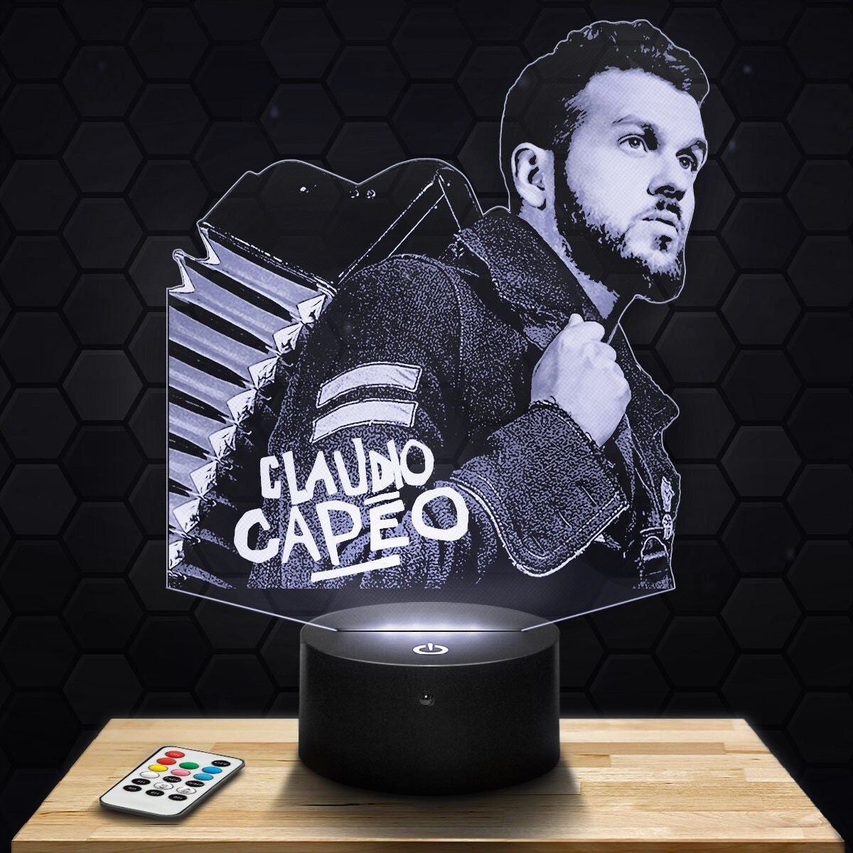Lampe Led 3D - Claudio Capéo, Chanteur Express 24H Par Gravure Laser, Cadeau Fête Des Mères, Fête Pè