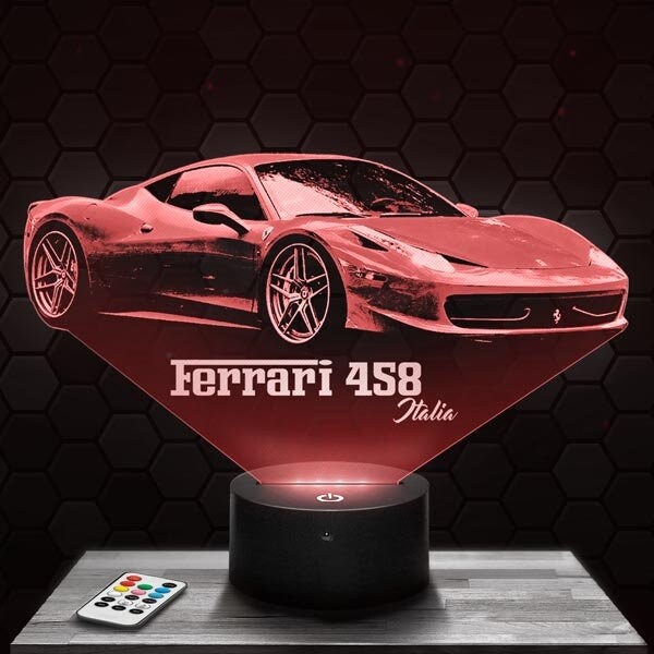 Lampe Led 3D - Ferrari 458 Italia Express 24H Par Gravure Laser, Cadeau Fête Des Mères, Pères, Anniv